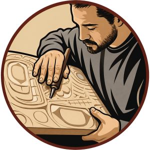 Hand-carving a formline plaque