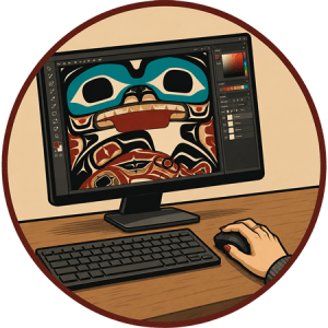 Digitizing the carved design at the computer