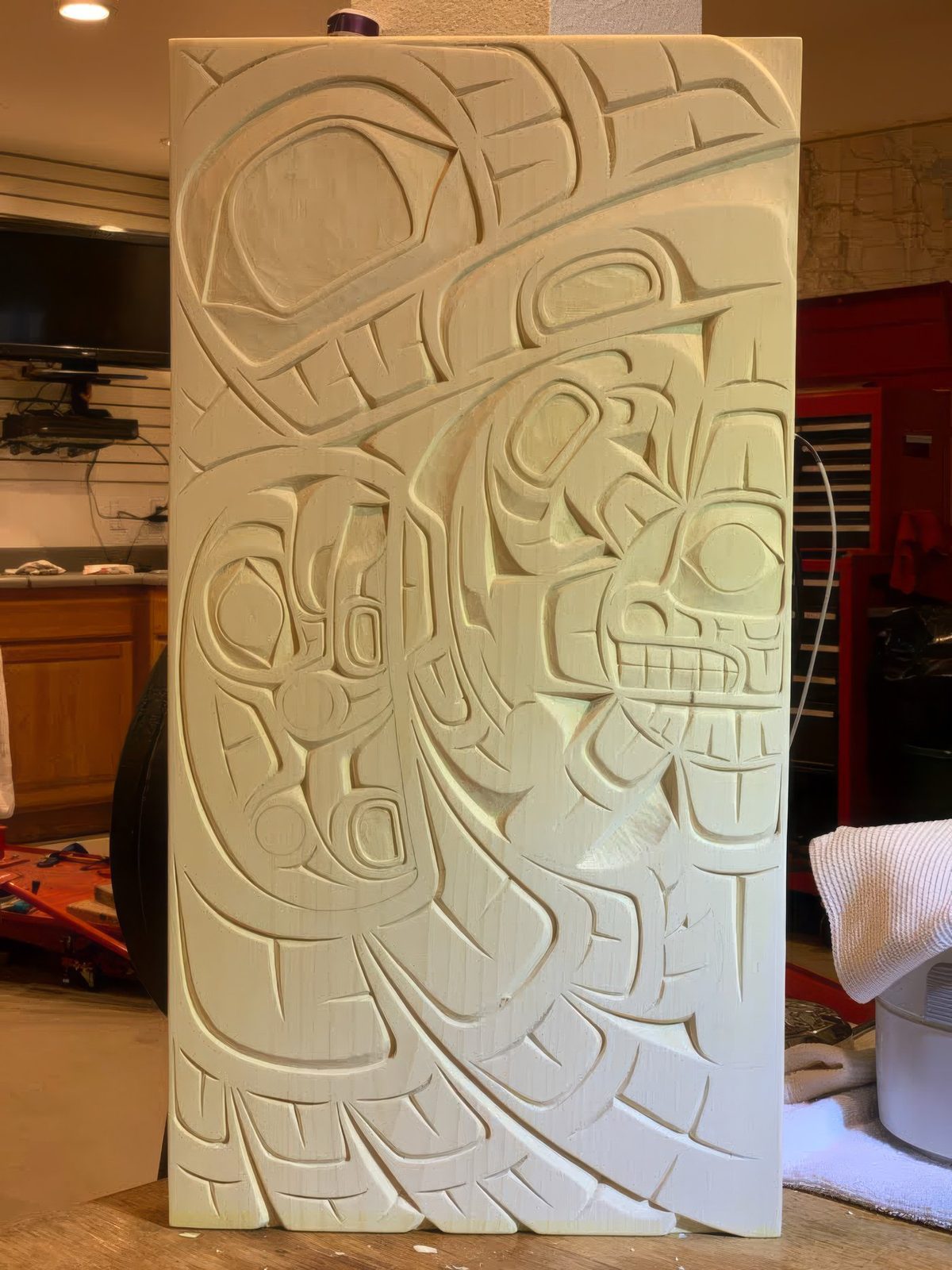 Hand-carved formline work by Alexander Pappas