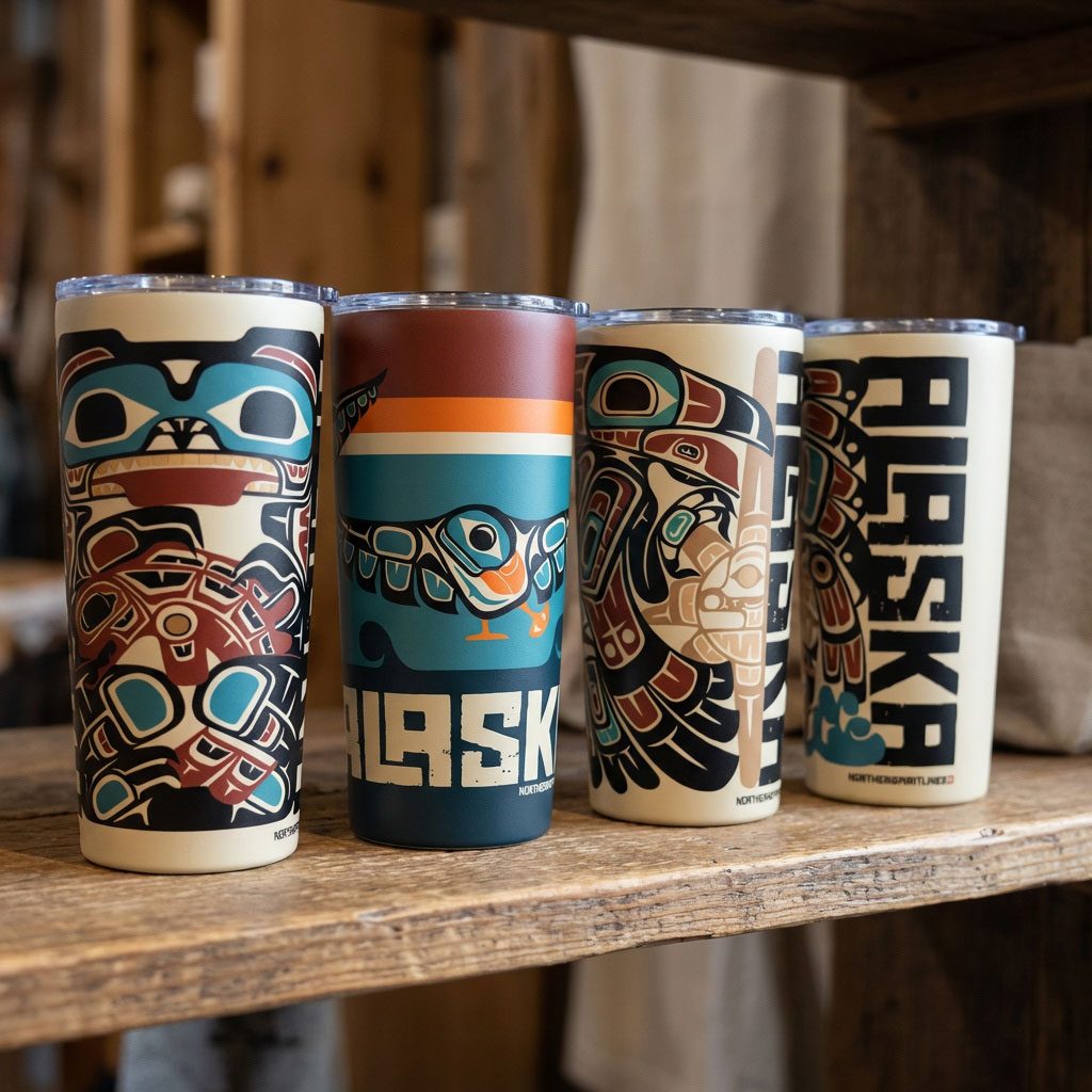 Tumblers on a shelf