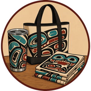 Finished merchandise with the design
